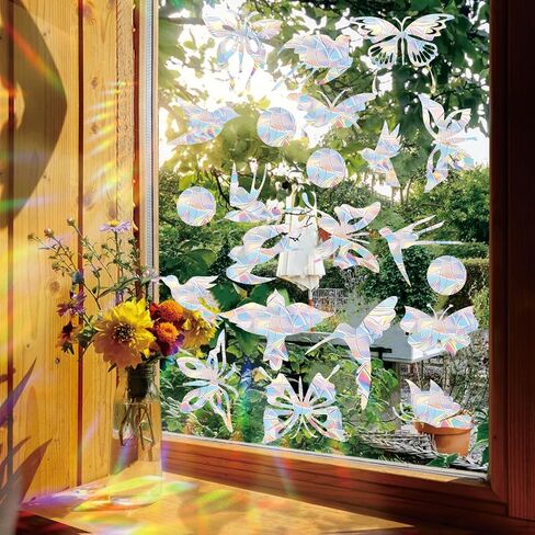 63 PCS Bird Window Strike Prevention Decals, Anti-Collision Window Stickers, Window Clings for Birds, Bird Decals to Prevent Birds from Hitting Windows, Glass Door Bird Safety Stickers in Kuwait