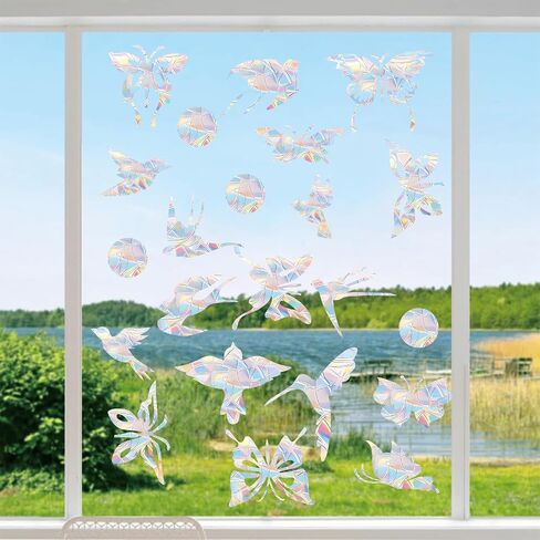 63 PCS Bird Window Strike Prevention Decals, Anti-Collision Window Stickers, Window Clings for Birds, Bird Decals to Prevent Birds from Hitting Windows, Glass Door Bird Safety Stickers in Kuwait