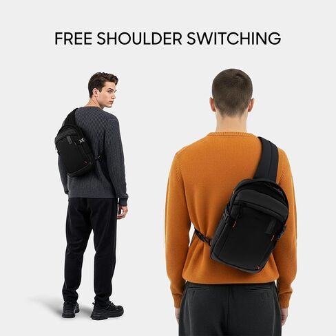 Sharper Image Crossbody Sling Bag for Men and Women, Water Resistant Cross Body Backpack, Chest Bag w/Adjustable Shoulder Strap, Casual Daypack for Outdoor Travel Hiking, Black (Venture Collection) in Kuwait