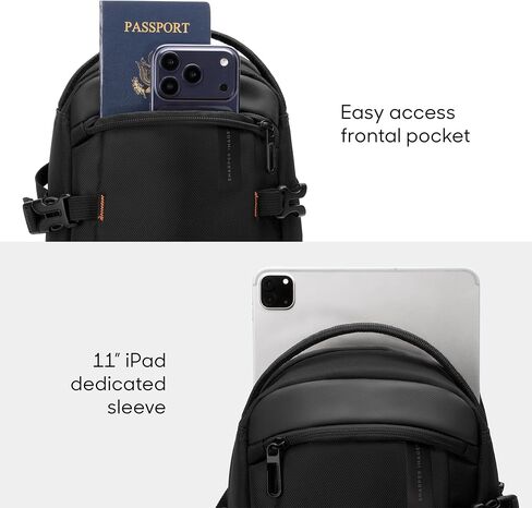 Sharper Image Crossbody Sling Bag for Men and Women, Water Resistant Cross Body Backpack, Chest Bag w/Adjustable Shoulder Strap, Casual Daypack for Outdoor Travel Hiking, Black (Venture Collection) in Kuwait