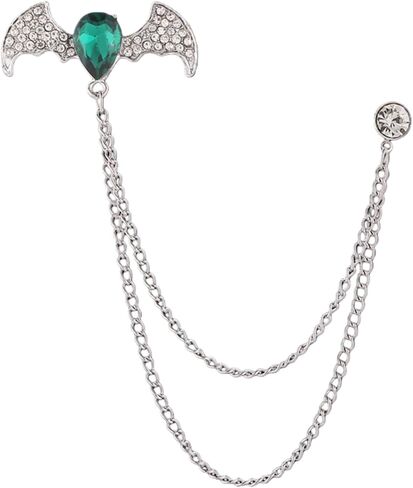 Men's Batwing Brooch Set with Teardrop Gems & Fringe Chains for Wedding, Gala, and Formal Suits in Saudi Arabia