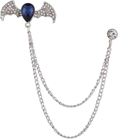 Men's Batwing Brooch Set with Teardrop Gems & Fringe Chains for Wedding, Gala, and Formal Suits in Saudi Arabia