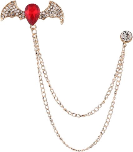 Men's Batwing Brooch Set with Teardrop Gems & Fringe Chains for Wedding, Gala, and Formal Suits in Saudi Arabia