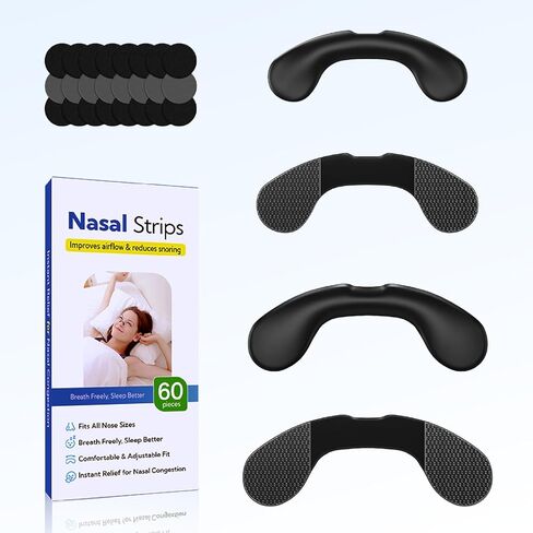 Nasal Strips for Snoring Relief – Breathing Aid for Better Sleep, Soft Hypoallergenic Nasal Dilator Strips for Men & Women, Easy-Apply Nose Strips for Quiet Nights & Improved Airflow(60 Pieces) in Saudi Arabia
