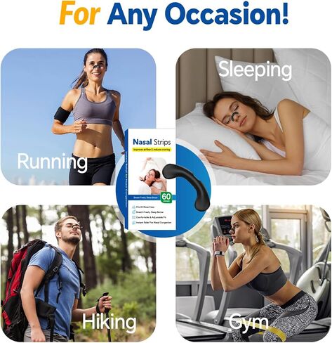 Nasal Strips for Snoring Relief – Breathing Aid for Better Sleep, Soft Hypoallergenic Nasal Dilator Strips for Men & Women, Easy-Apply Nose Strips for Quiet Nights & Improved Airflow(60 Pieces) in Saudi Arabia