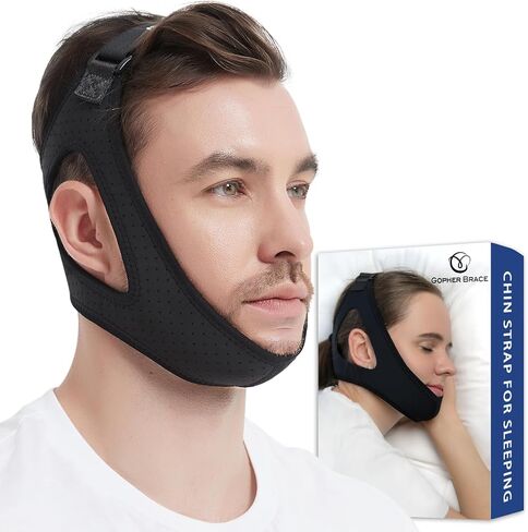 Chin Strap for CPAP Users - Adjustable Mask Bandage Keeping Mouth Closed - Better Night's Sleep Anti Snoring Chin Strap for Snoring for Men and Women (Black) in Saudi Arabia