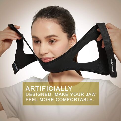 Chin Strap for CPAP Users - Adjustable Mask Bandage Keeping Mouth Closed - Better Night's Sleep Anti Snoring Chin Strap for Snoring for Men and Women (Black) in Saudi Arabia