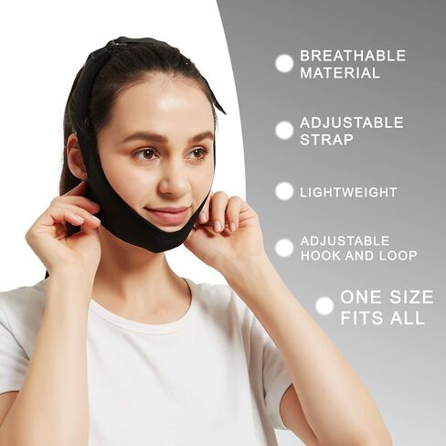 Chin Strap for CPAP Users - Adjustable Mask Bandage Keeping Mouth Closed - Better Night's Sleep Anti Snoring Chin Strap for Snoring for Men and Women (Black) in Saudi Arabia
