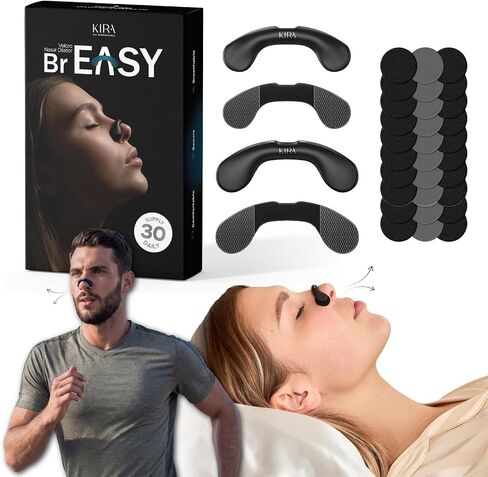 KIRA Velcro Nasal Strips for Snoring & Breathing Support – Reusable Nose Strips with Adhesive Tabs for Nighttime Sleep & Daily Use, 30 Count (Reusable Full Kit) in Saudi Arabia