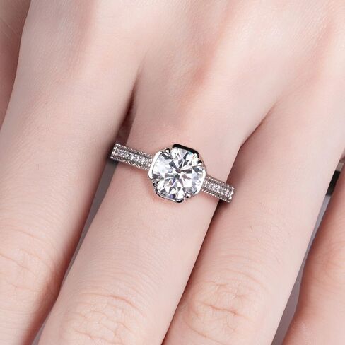 Moissanite Engagement Rings for Women: 2cttw Round Cut Lab Created Diamond in Half Bezel/Bezel/Channel/Halo Setting, Solitaire Promise & Anniversary Wedding Rings in Saudi Arabia
