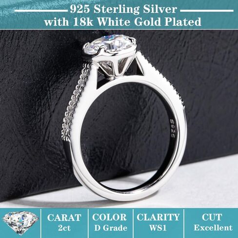 Moissanite Engagement Rings for Women: 2cttw Round Cut Lab Created Diamond in Half Bezel/Bezel/Channel/Halo Setting, Solitaire Promise & Anniversary Wedding Rings in Saudi Arabia