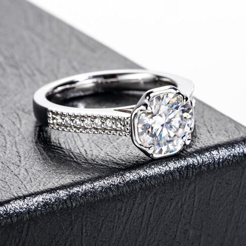 Moissanite Engagement Rings for Women: 2cttw Round Cut Lab Created Diamond in Half Bezel/Bezel/Channel/Halo Setting, Solitaire Promise & Anniversary Wedding Rings in Saudi Arabia
