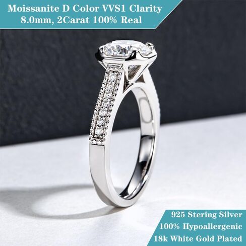 Moissanite Engagement Rings for Women: 2cttw Round Cut Lab Created Diamond in Half Bezel/Bezel/Channel/Halo Setting, Solitaire Promise & Anniversary Wedding Rings in Saudi Arabia