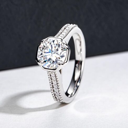 Moissanite Engagement Rings for Women: 2cttw Round Cut Lab Created Diamond in Half Bezel/Bezel/Channel/Halo Setting, Solitaire Promise & Anniversary Wedding Rings in Saudi Arabia