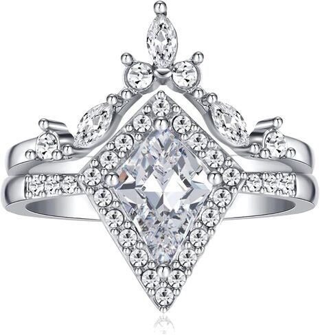 Women's Wedding Ring Sets 1.5CT Trapezoid AAA CZ White Gold Plated 2pcs Ring in Kuwait