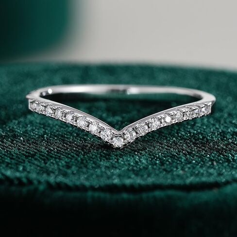14K White Gold Diamond V Contour Wedding Band, Delicate 0.14 Carat VVS1 D Color Setting, Supreme Brilliance and Modern Sophistication in Kuwait