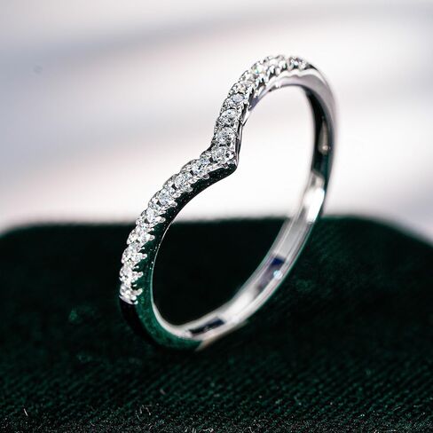 14K White Gold Diamond V Contour Wedding Band, Delicate 0.14 Carat VVS1 D Color Setting, Supreme Brilliance and Modern Sophistication in Kuwait