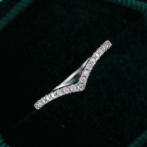 14K White Gold Diamond V Contour Wedding Band, Delicate 0.14 Carat VVS1 D Color Setting, Supreme Brilliance and Modern Sophistication in Kuwait