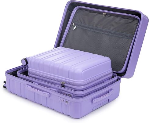 3-Piece Luggage Set 20/24/28'' Hard-Shell Suitcase with 360 Spinner Wheels & Combination Lock, Lightweight ABS Material for Travelling, Light Purple in Saudi Arabia