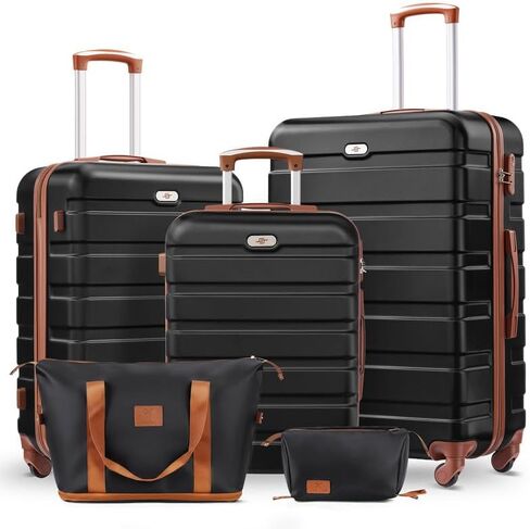 Suitour Luggage Sets 5 Piece, 20, 24, 28 inch Hardside Carry-on and Checked Suitcase Set with Expandable Travel Duffle Bag Sets（Rose Red） in Saudi Arabia
