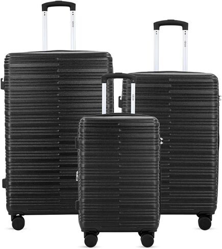 IZOD Romeo 3 Piece Expandable Hardside Luggage Set, Black in Kuwait