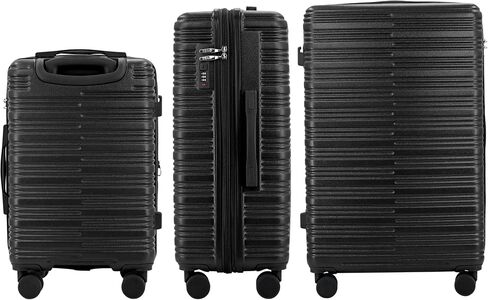 IZOD Romeo 3 Piece Expandable Hardside Luggage Set, Black in Kuwait