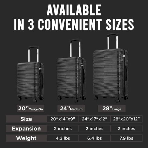 IZOD Romeo 3 Piece Expandable Hardside Luggage Set, Black in Kuwait
