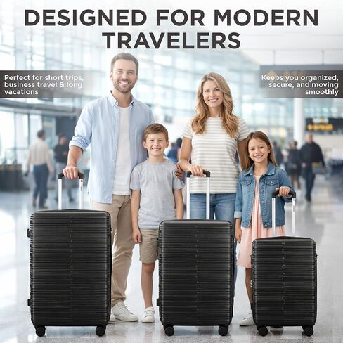 IZOD Romeo 3 Piece Expandable Hardside Luggage Set, Black in Kuwait