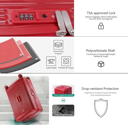 LIGHTGO 2 Piece Set Ultra-Lightweight PC+ABS Suitcase with TSA Lock & Quiet 360°Wheels, 20/26/30 Inch Expandable Luggage, Smart Organizer with Magical Divider & Waterproof Zone(Brilliant Red) in Saudi Arabia