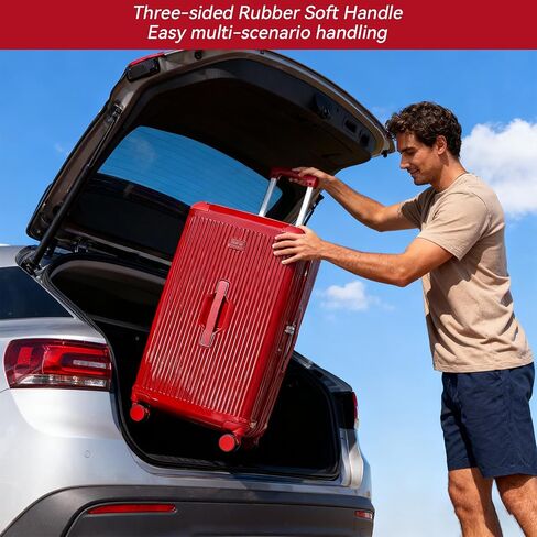 LIGHTGO 2 Piece Set Ultra-Lightweight PC+ABS Suitcase with TSA Lock & Quiet 360°Wheels, 20/26/30 Inch Expandable Luggage, Smart Organizer with Magical Divider & Waterproof Zone(Brilliant Red) in Saudi Arabia
