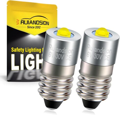 Ruiandsion Upgrade LED Flashlight Bulb P13.5S 6-24V LED Bulb 6V 9V 12V 18V 19.2V Replacement for Ryobi Milwaukee DEWALT Lamp Torch Lantern Work Light Maglit Bulbs, Non-Polarity (Pack of 2) in Kuwait