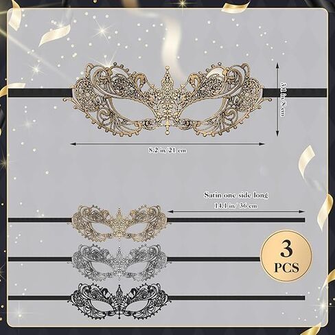 3 Pcs Masquerade Mask Women Fun Lace Masks Mascarade Headpiece Disguise For Costume Parties Mardi Gras in Saudi Arabia