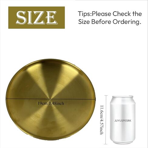 Gold Round Tray,Decorative Antique Bowl,Stainless Steel Fruit Bowl for Entryway Table Kitchen Counter,Jewelry Dish Candle Plate for Home,Dining Table,Shoe rack Decor (Gold, 7.5") in Saudi Arabia