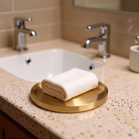 Gold Round Tray,Decorative Antique Bowl,Stainless Steel Fruit Bowl for Entryway Table Kitchen Counter,Jewelry Dish Candle Plate for Home,Dining Table,Shoe rack Decor (Gold, 7.5") in Saudi Arabia