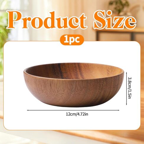 Skrfren 4.7 Inch Acacia Decorative Bowl Round Keys Bowl for Entryway Tabletop Organizer Small Wooden Bowls for Keys, Wallet, Candy, Cookies (4.7" x 4.7" x 1.5") in Kuwait