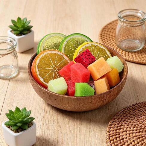 Skrfren 4.7 Inch Acacia Decorative Bowl Round Keys Bowl for Entryway Tabletop Organizer Small Wooden Bowls for Keys, Wallet, Candy, Cookies (4.7" x 4.7" x 1.5") in Kuwait