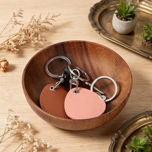 Skrfren 4.7 Inch Acacia Decorative Bowl Round Keys Bowl for Entryway Tabletop Organizer Small Wooden Bowls for Keys, Wallet, Candy, Cookies (4.7" x 4.7" x 1.5") in Kuwait