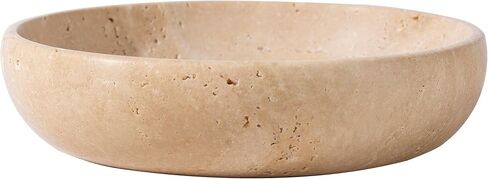 Natural Travertine Decorative Bowl 7.8", Handmade Stone Catchall Bowl for Entryway Key, Coffee Table Centerpiece, Kitchen Counter Fruit Bowl, Ring Tray, Office Home Decor Modern Apartment Essential in Saudi Arabia