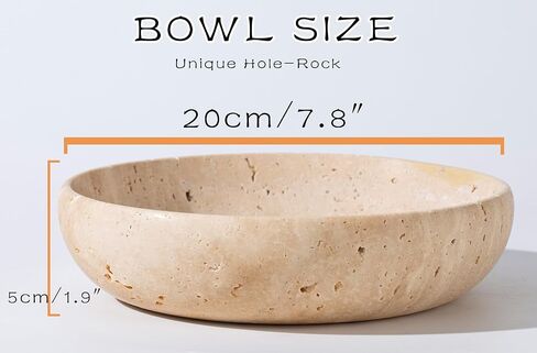 Natural Travertine Decorative Bowl 7.8", Handmade Stone Catchall Bowl for Entryway Key, Coffee Table Centerpiece, Kitchen Counter Fruit Bowl, Ring Tray, Office Home Decor Modern Apartment Essential in Saudi Arabia