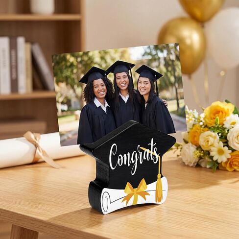 AceOrbit 24 Pcs Wooden Graduation Cap Photo Holders Small Picture Display Stand for Table Centerpieces Place Card Holder for Grad Party No Year Printed Reusable in Kuwait