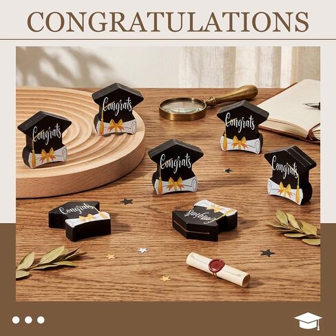 AceOrbit 24 Pcs Wooden Graduation Cap Photo Holders Small Picture Display Stand for Table Centerpieces Place Card Holder for Grad Party No Year Printed Reusable in Kuwait