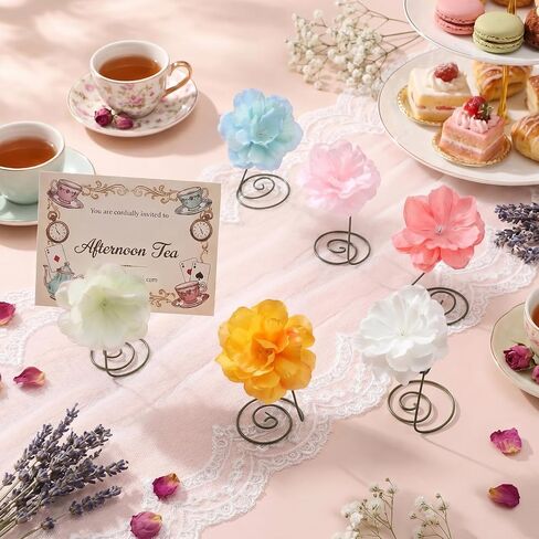 Roowest 6 Pcs Tea Party Centerpieces Decorations for Tables Flower Photo Holders Picture Centerpieces Holders for Tea Party Baby Shower Wedding Birthday Favors in Saudi Arabia