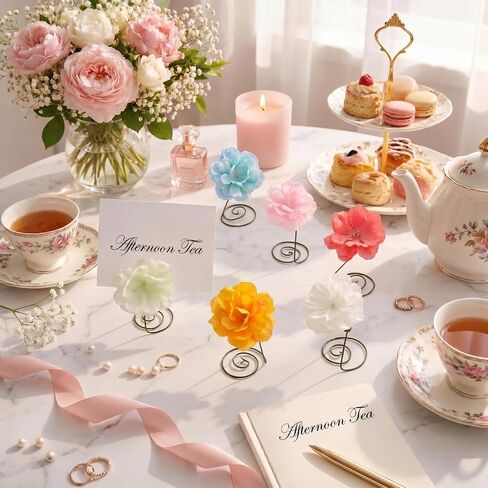Roowest 6 Pcs Tea Party Centerpieces Decorations for Tables Flower Photo Holders Picture Centerpieces Holders for Tea Party Baby Shower Wedding Birthday Favors in Saudi Arabia