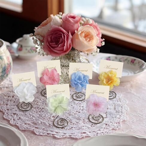 Roowest 6 Pcs Tea Party Centerpieces Decorations for Tables Flower Photo Holders Picture Centerpieces Holders for Tea Party Baby Shower Wedding Birthday Favors in Saudi Arabia