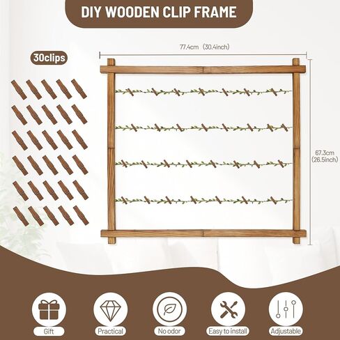 Photo Display Board with 30 Clips,Picture Frames Collage Wall Decor for Hanging Photos, Artworks, Postcards, Greeting Cards (Carbonized Black) in Saudi Arabia