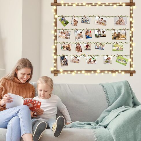 Photo Display Board with 30 Clips,Picture Frames Collage Wall Decor for Hanging Photos, Artworks, Postcards, Greeting Cards (Carbonized Black) in Saudi Arabia