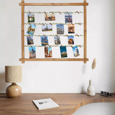 Photo Display Board with 30 Clips,Picture Frames Collage Wall Decor for Hanging Photos, Artworks, Postcards, Greeting Cards (Carbonized Black) in Saudi Arabia