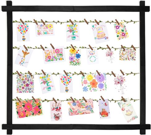Photo Display Board with 30 Clips,Picture Frames Collage Wall Decor for Hanging Photos, Artworks, Postcards, Greeting Cards (Carbonized Black) in Saudi Arabia