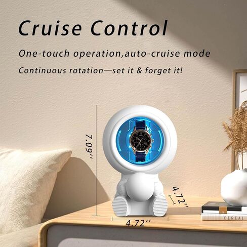 Astronaut Design Single Watch Winder for Automatic Watches, Watch Winders With 3 Rotating Modes, Silent Motor,Self Winding Watch Box With 5-Colors Light Showcase Box, Gift for Watch Collectors in Saudi Arabia