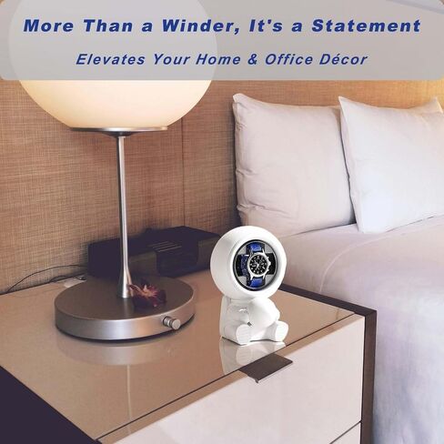 Astronaut Design Single Watch Winder for Automatic Watches, Watch Winders With 3 Rotating Modes, Silent Motor,Self Winding Watch Box With 5-Colors Light Showcase Box, Gift for Watch Collectors in Saudi Arabia